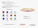Baguette Citrine Ring with Round Sidestones in 14K Solid Gold