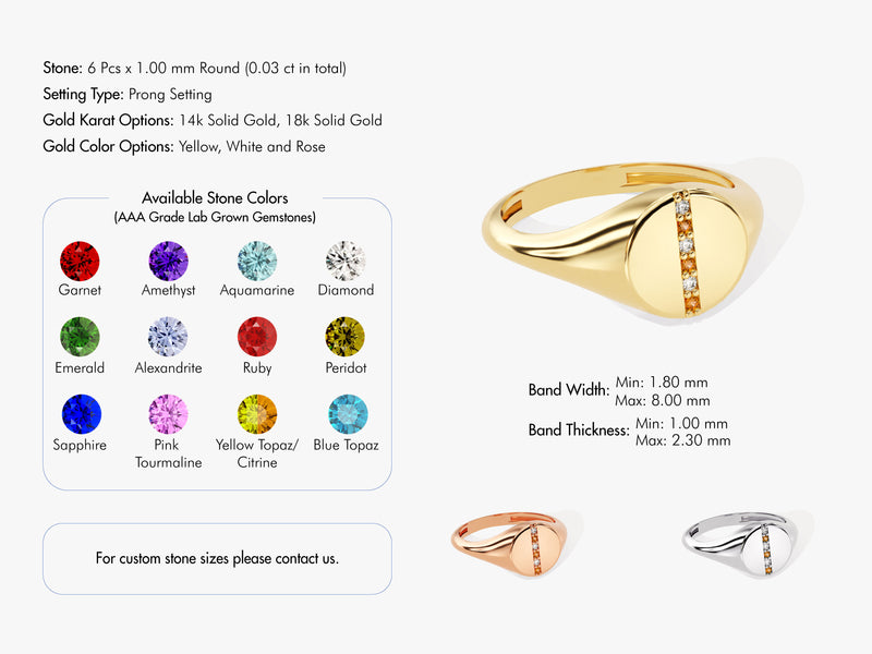 Signet Garnet Ring in 14K Solid Gold