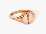 Signet Sapphire Ring in 14K Solid Gold
