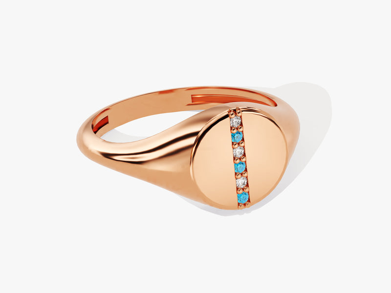 Signet Blue Topaz Ring in 14K Solid Gold