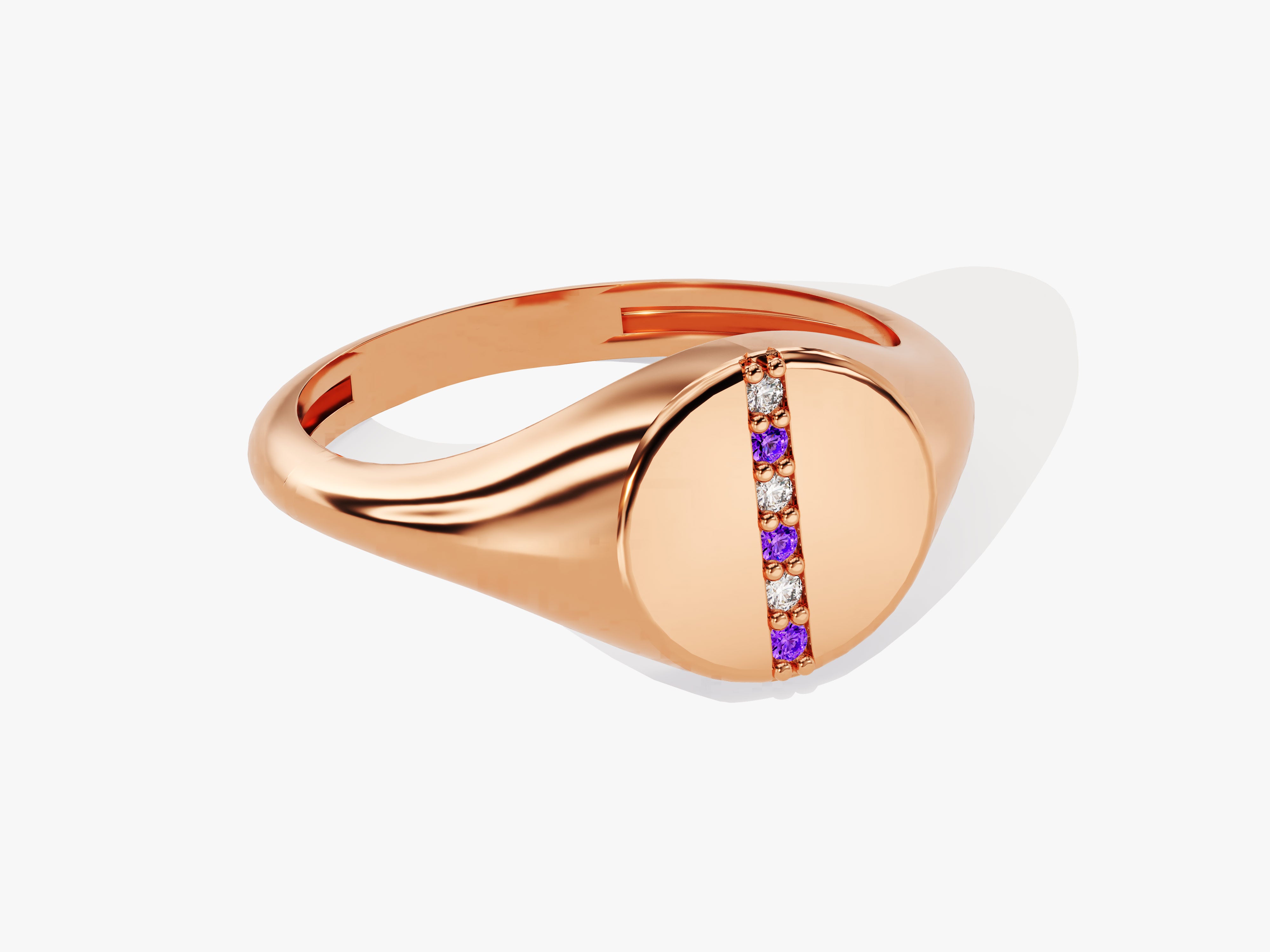 Signet Amethyst Ring in 14K Solid Gold