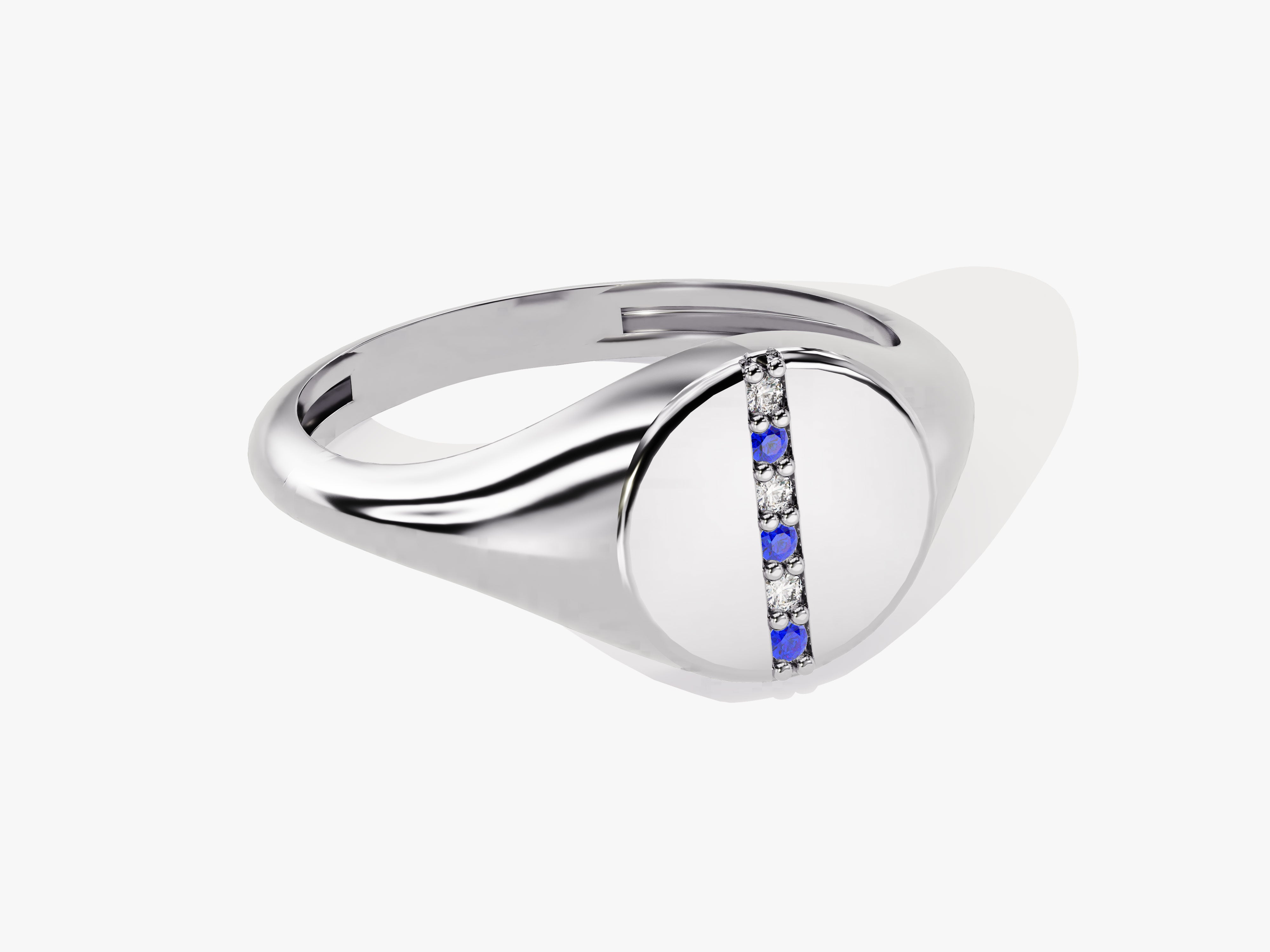 Signet Sapphire Ring in 14K Solid Gold