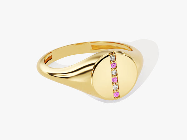 Signet Pink Tourmaline Ring in 14K Solid Gold