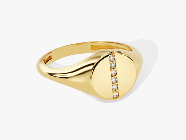 Signet Diamond Birthstone Ring in 14K Solid Gold