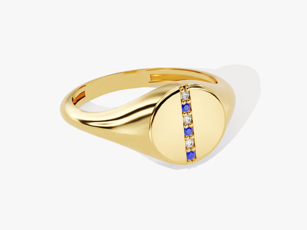 Signet Sapphire Ring in 14K Solid Gold