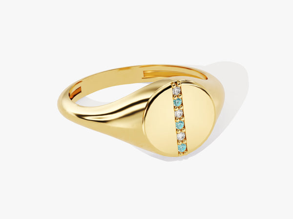 Signet Aquamarine Ring in 14K Solid Gold
