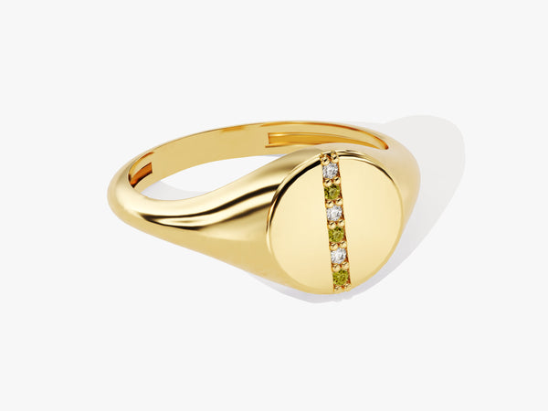 Signet Peridot Ring in 14K Solid Gold