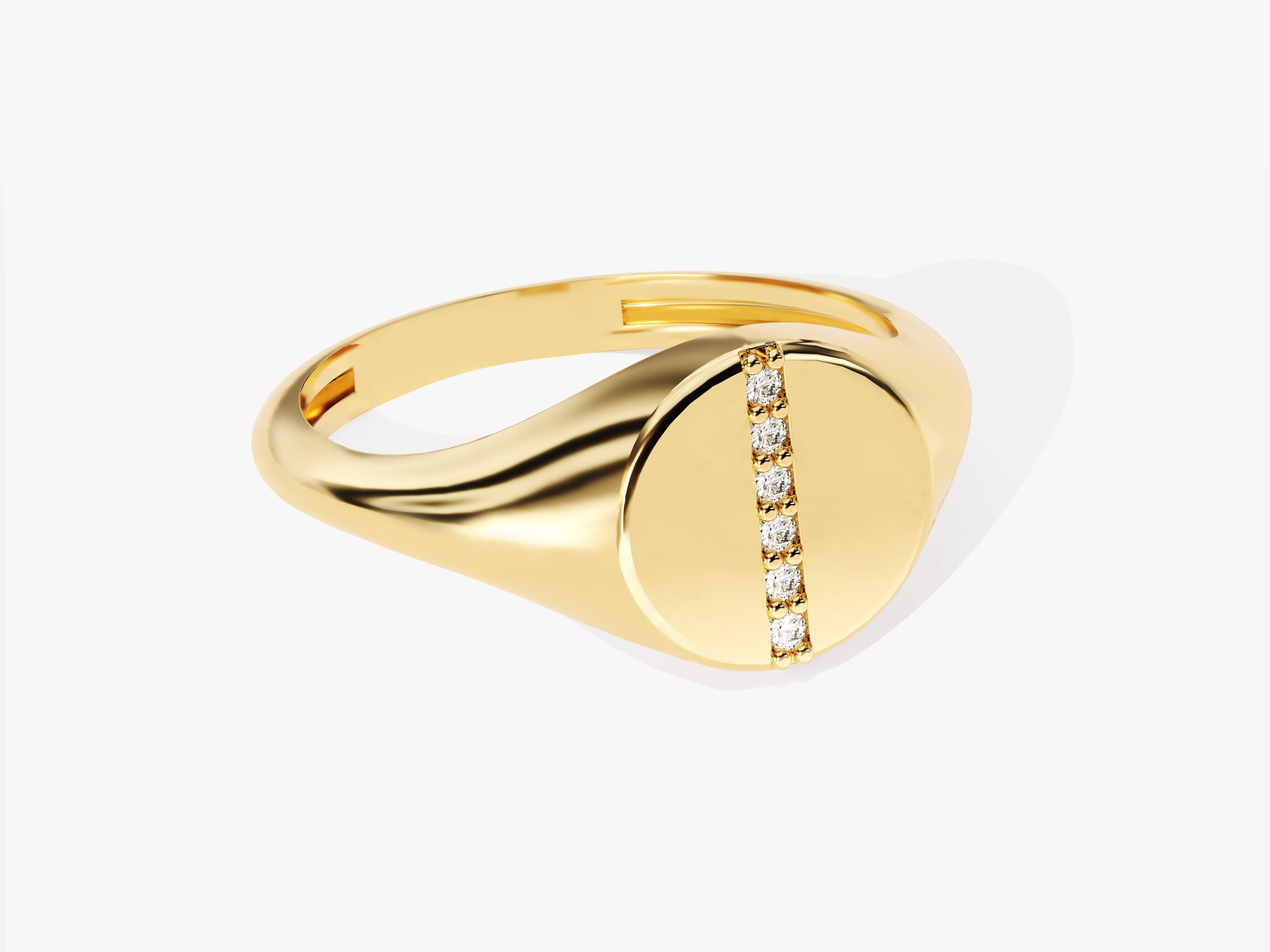 Gold signet ring with diamond line accent jewelry