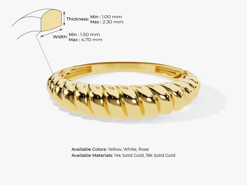 14k Solid Gold Bold Croissant Ring