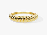 14k Solid Gold Bold Croissant Ring
