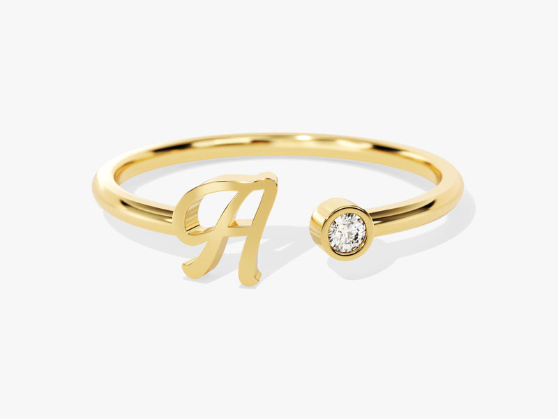 Diamond Initial Open Ring