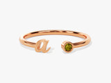 Initial Open Peridot Ring in 14K Solid Gold