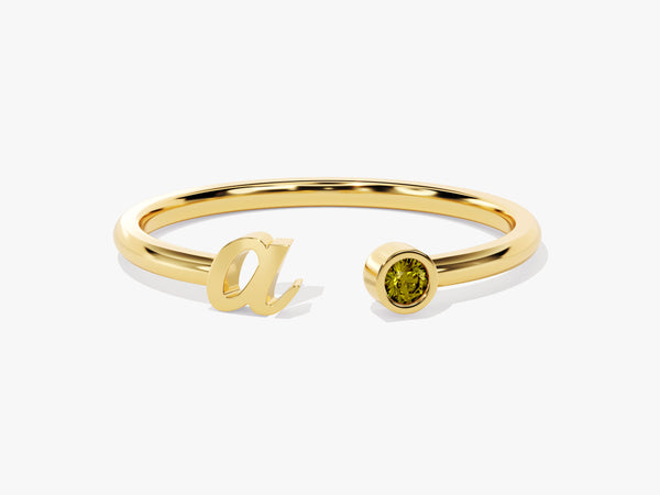 Initial Open Peridot Ring in 14K Solid Gold
