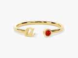 Initial Open Ruby Ring in 14K Solid Gold