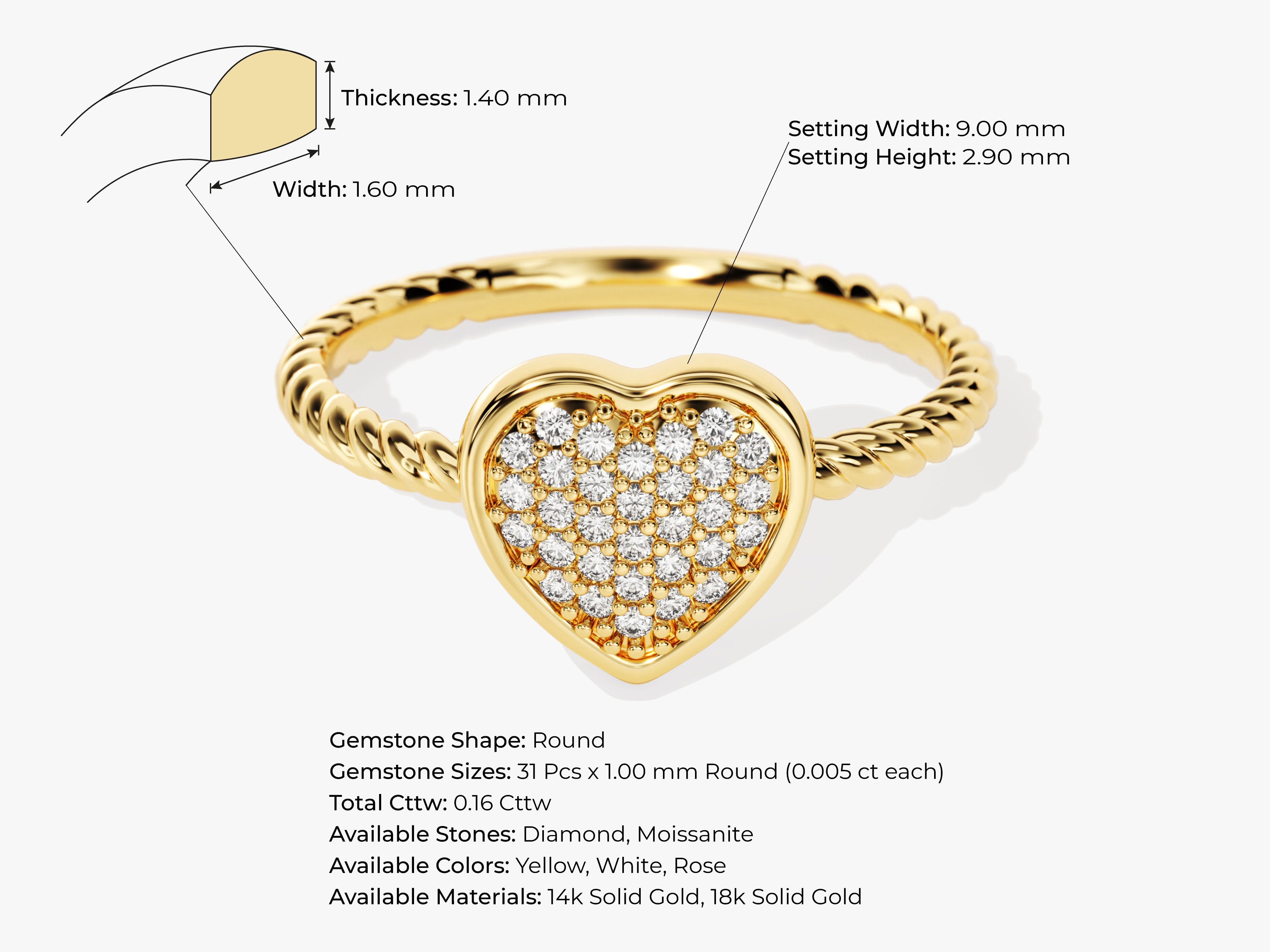 Gold heart ring with diamonds, jewelry, fine jewelry