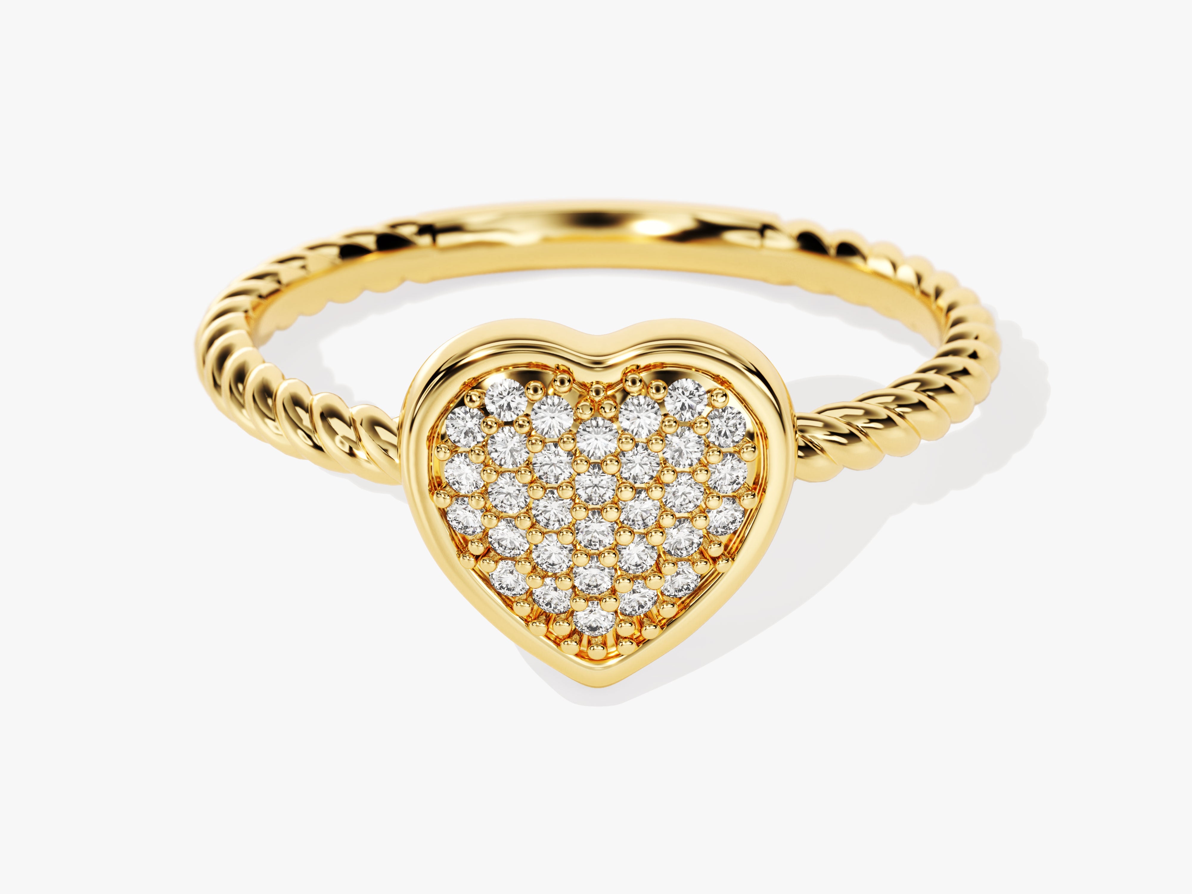 Gold heart ring with diamonds, fine jewelry, elegant design