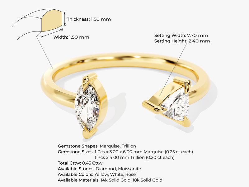 Trillion and Marquise Diamond Ring