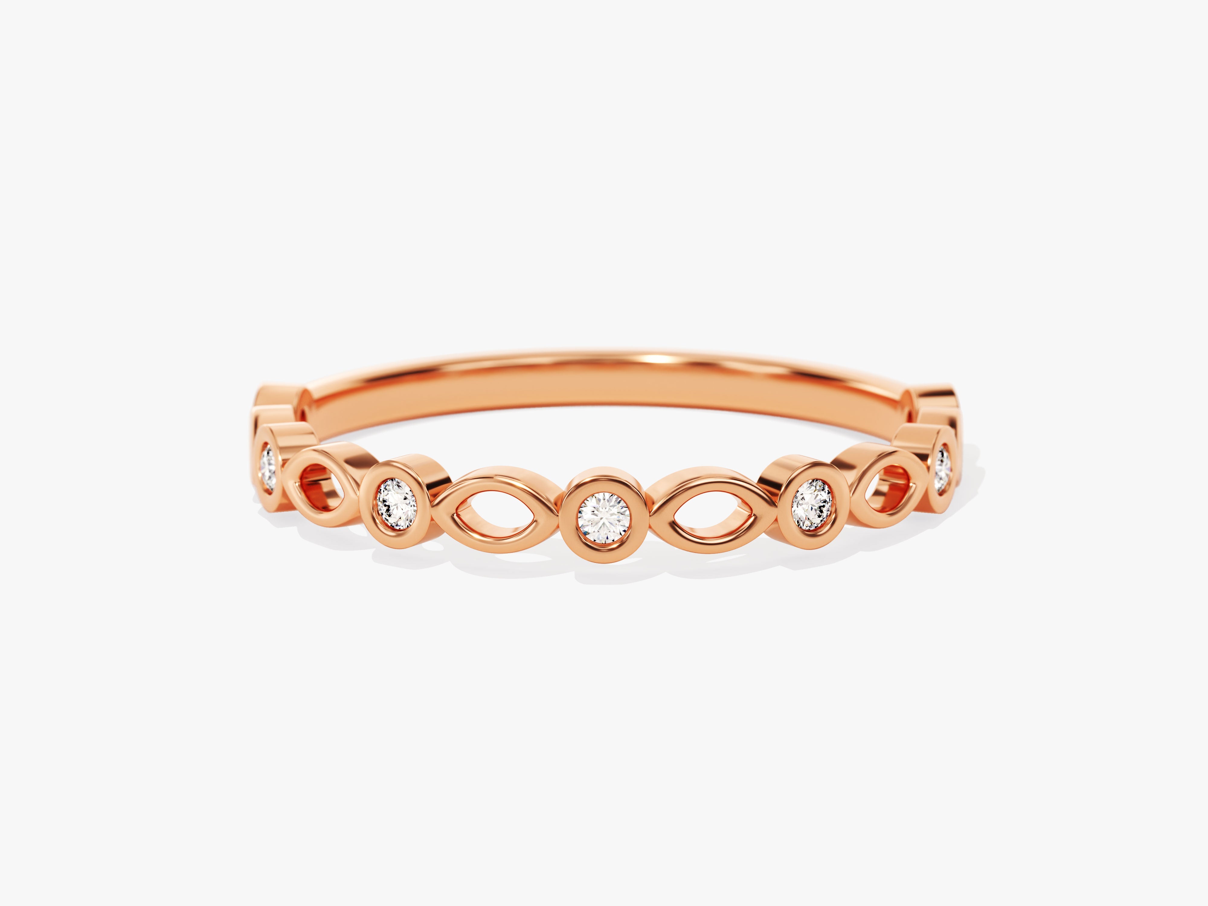 Rose gold diamond ring with marquise and circle details