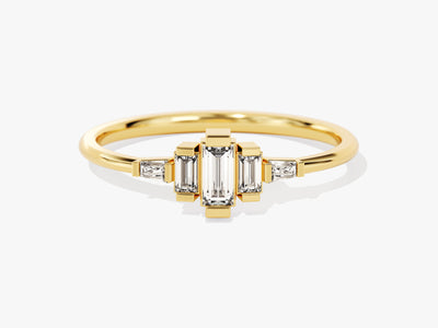 14k Gold Baguette and Taper Diamond Ring