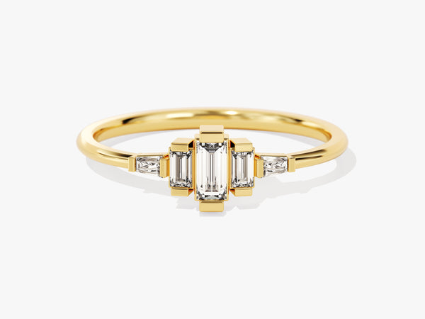 14k Gold Baguette and Taper Diamond Ring