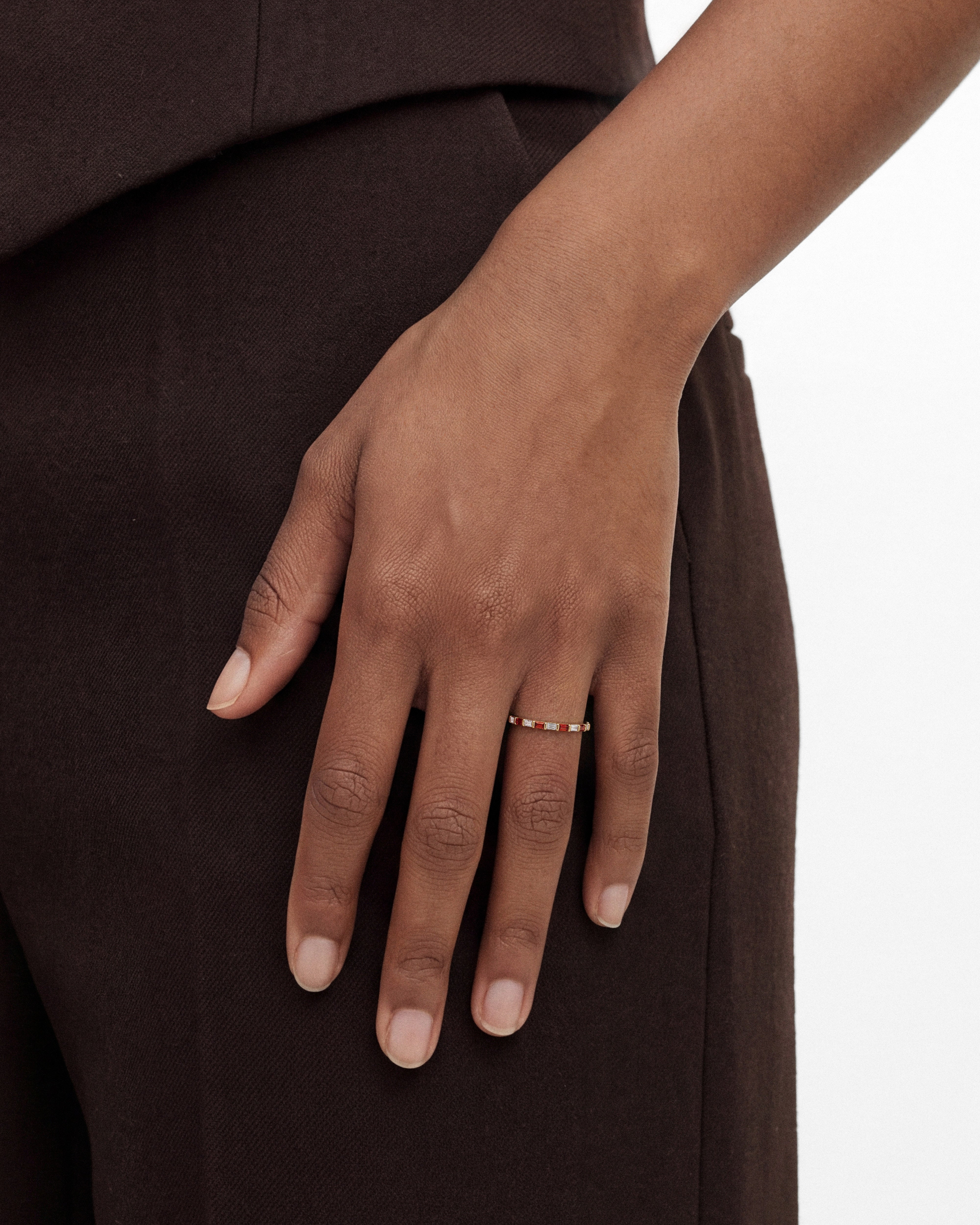 Bar Set Horizontal Baguette Birthstone Ring