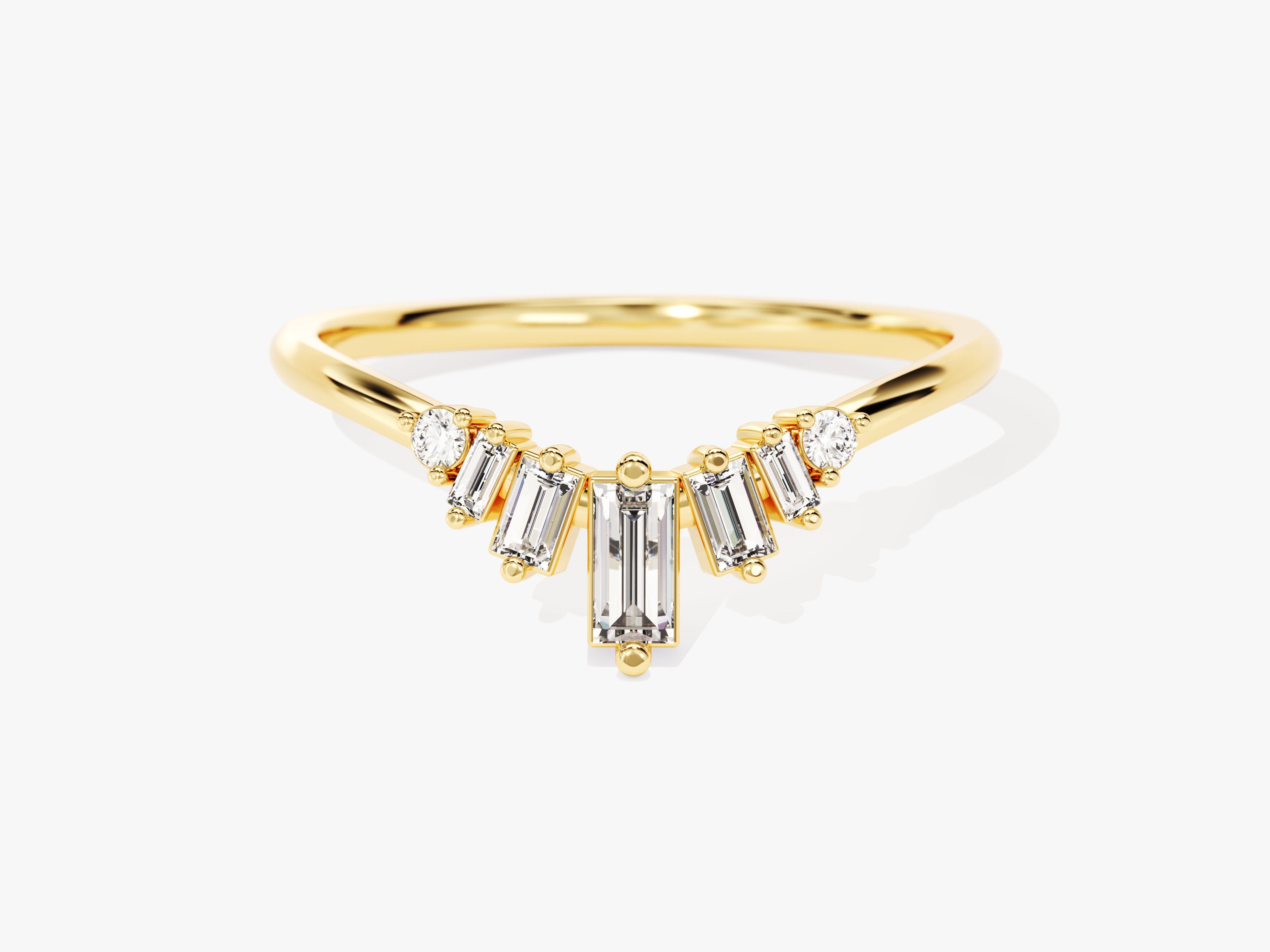 Gold ring with baguette and round diamonds