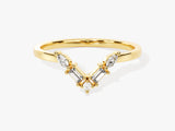 14k Gold Curved Baguette Diamond Ring