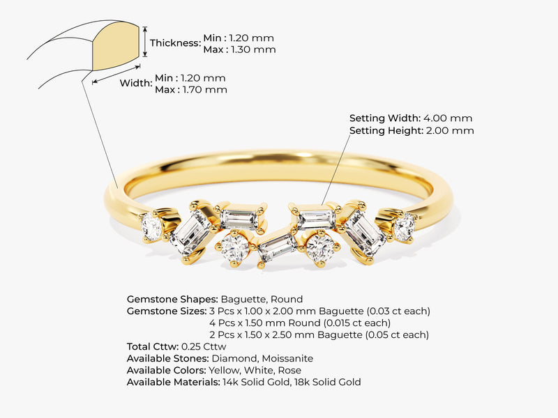 14k Gold Floating Baguette Diamond Cluster Ring