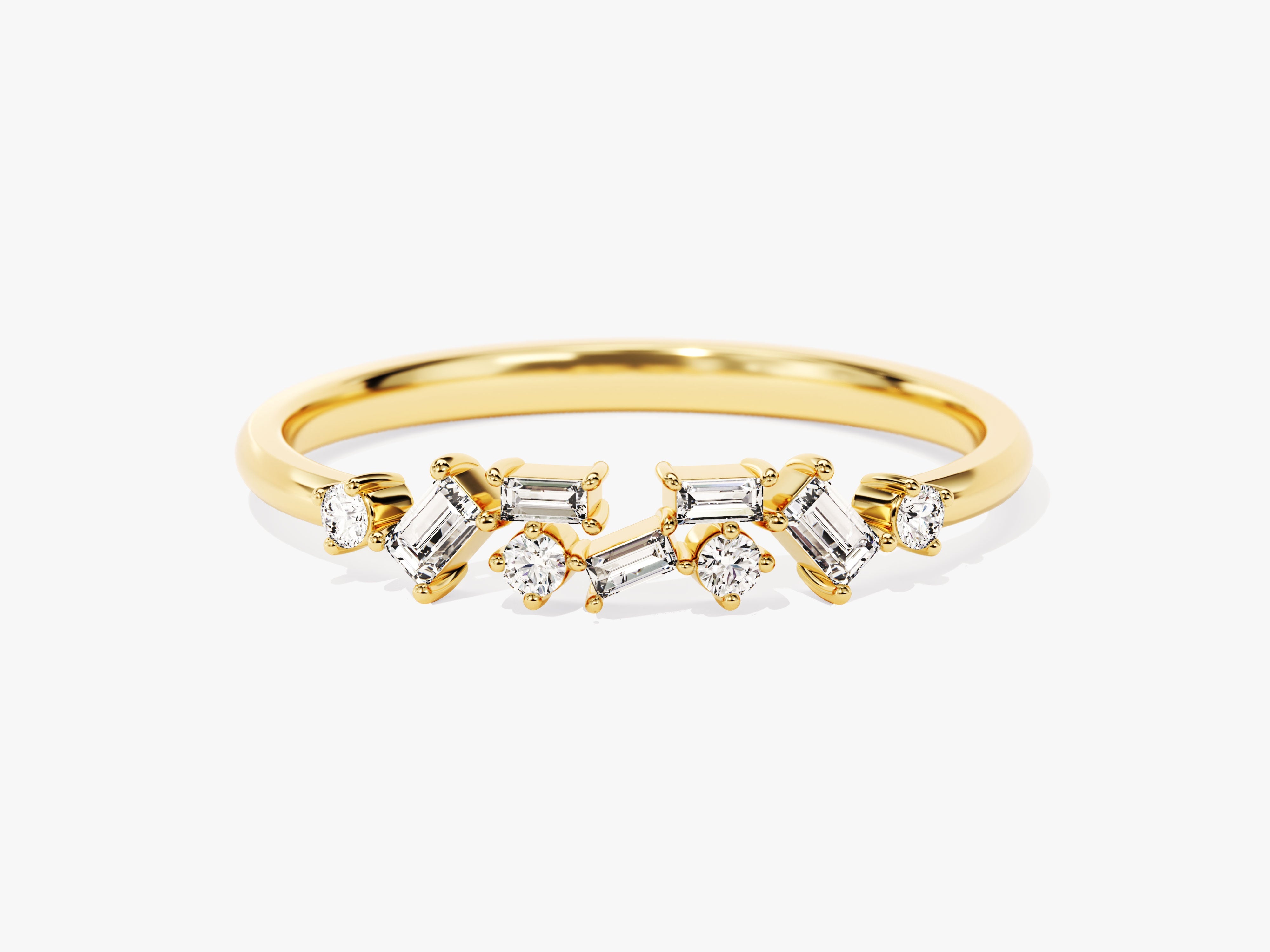 Gold ring with baguette and round diamonds