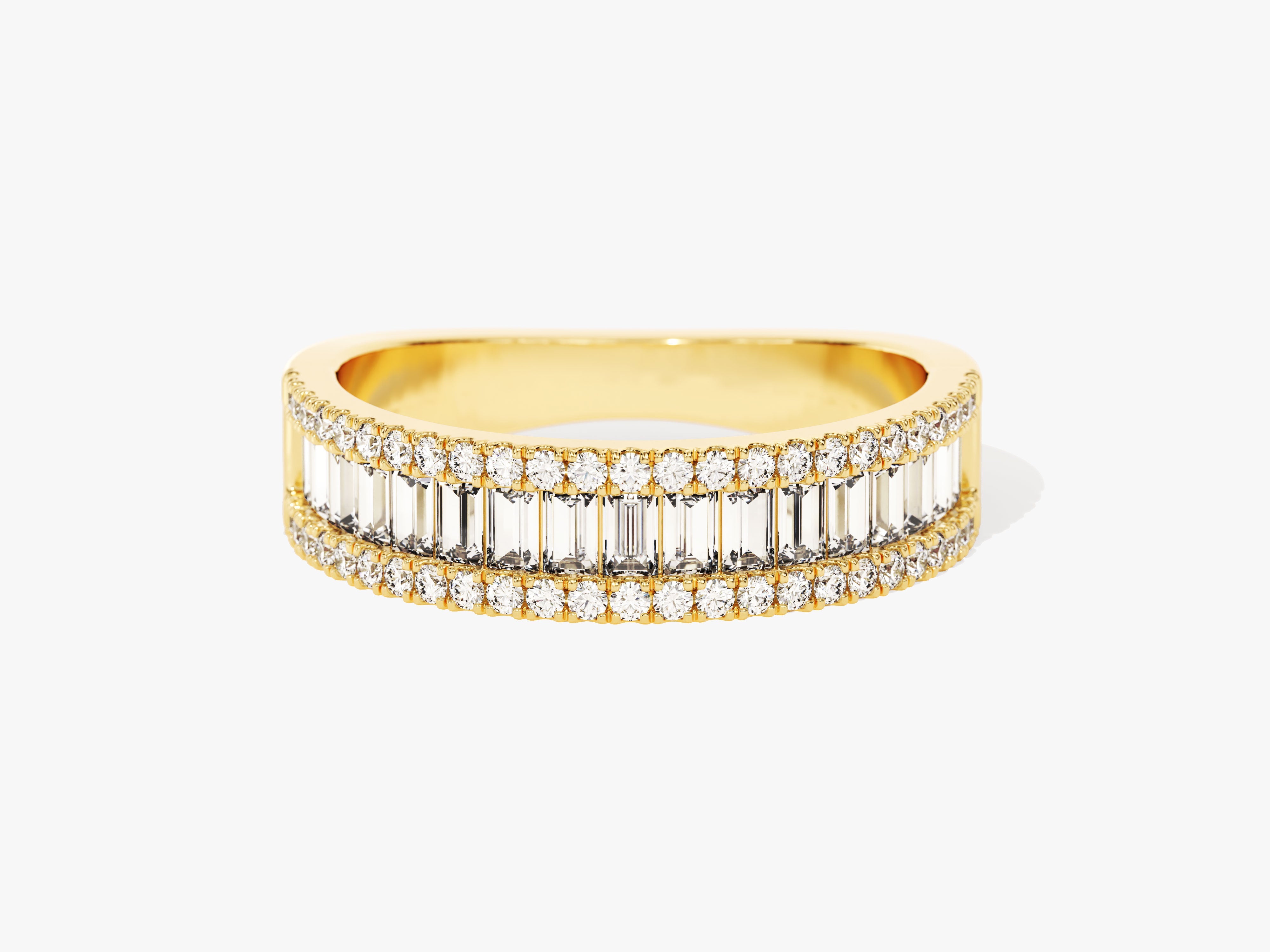 Gold ring with baguette and round diamonds