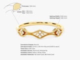 14k Gold Trio Curved Diamond Ring
