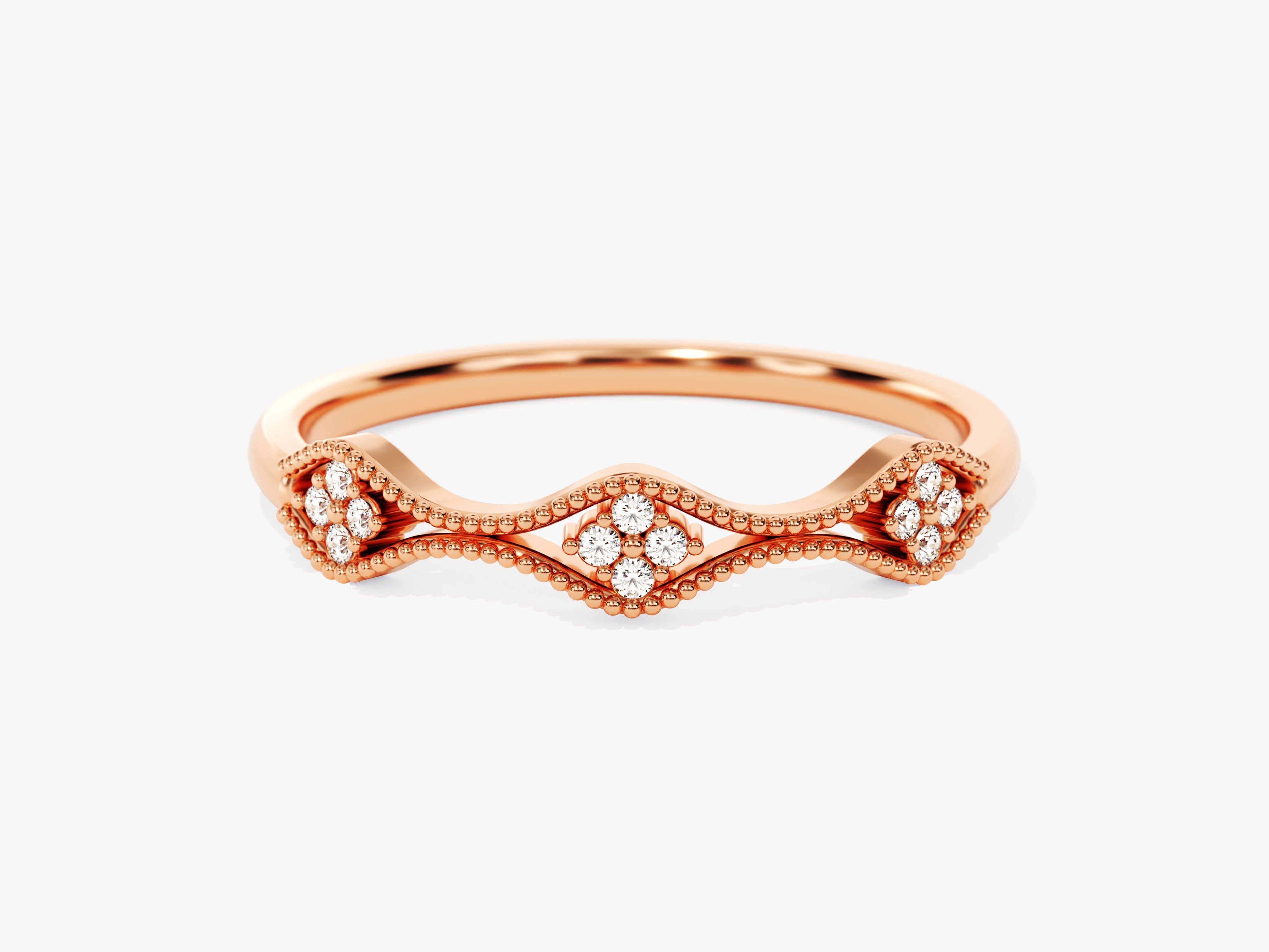 Rose gold diamond ring with beaded detail