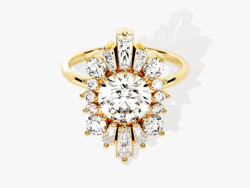 Tapered Baguette Vintage Diamond Ring