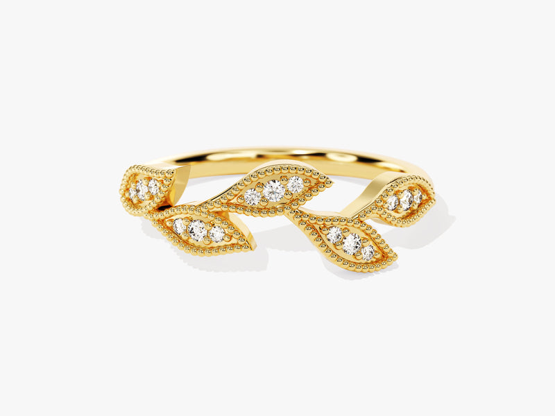 14k Gold Leaf Diamond Ring