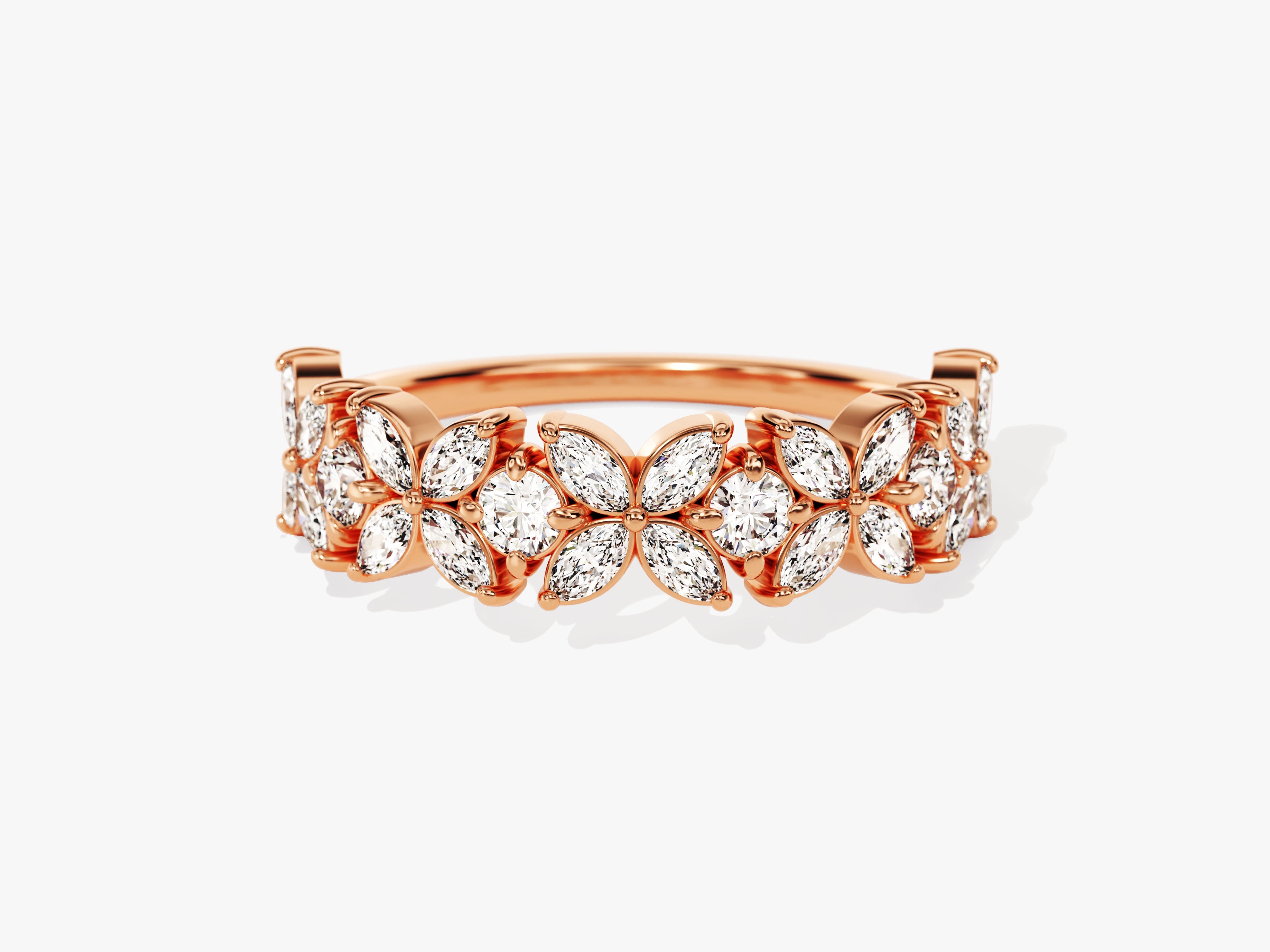 Rose gold diamond flower ring for jewelry lovers
