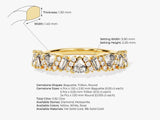 14k Gold Half Eternity Cluster Diamond Ring