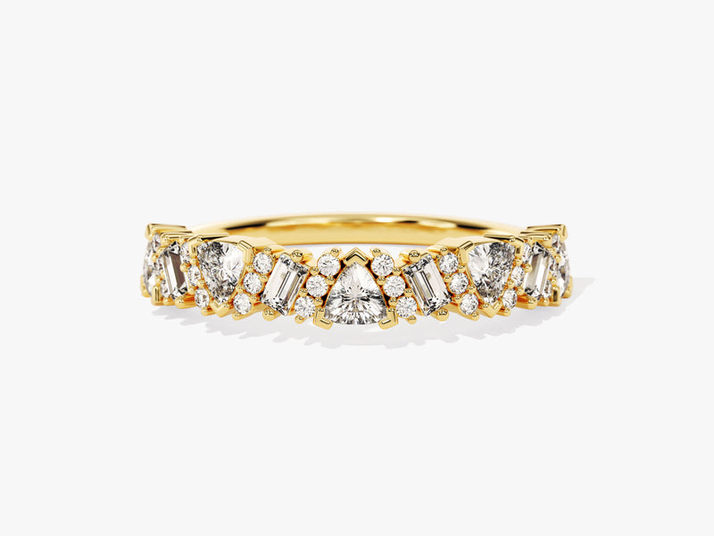 14k Gold Half Eternity Cluster Diamond Ring