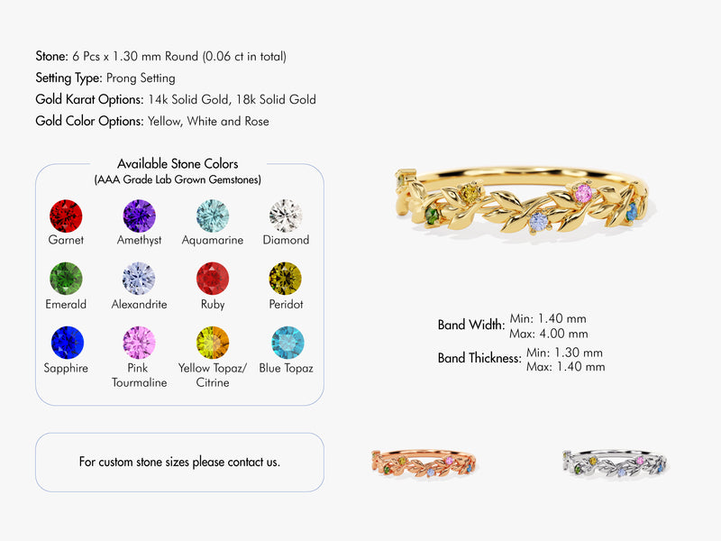 Floral Birthstone Ring in 14k Solid Gold