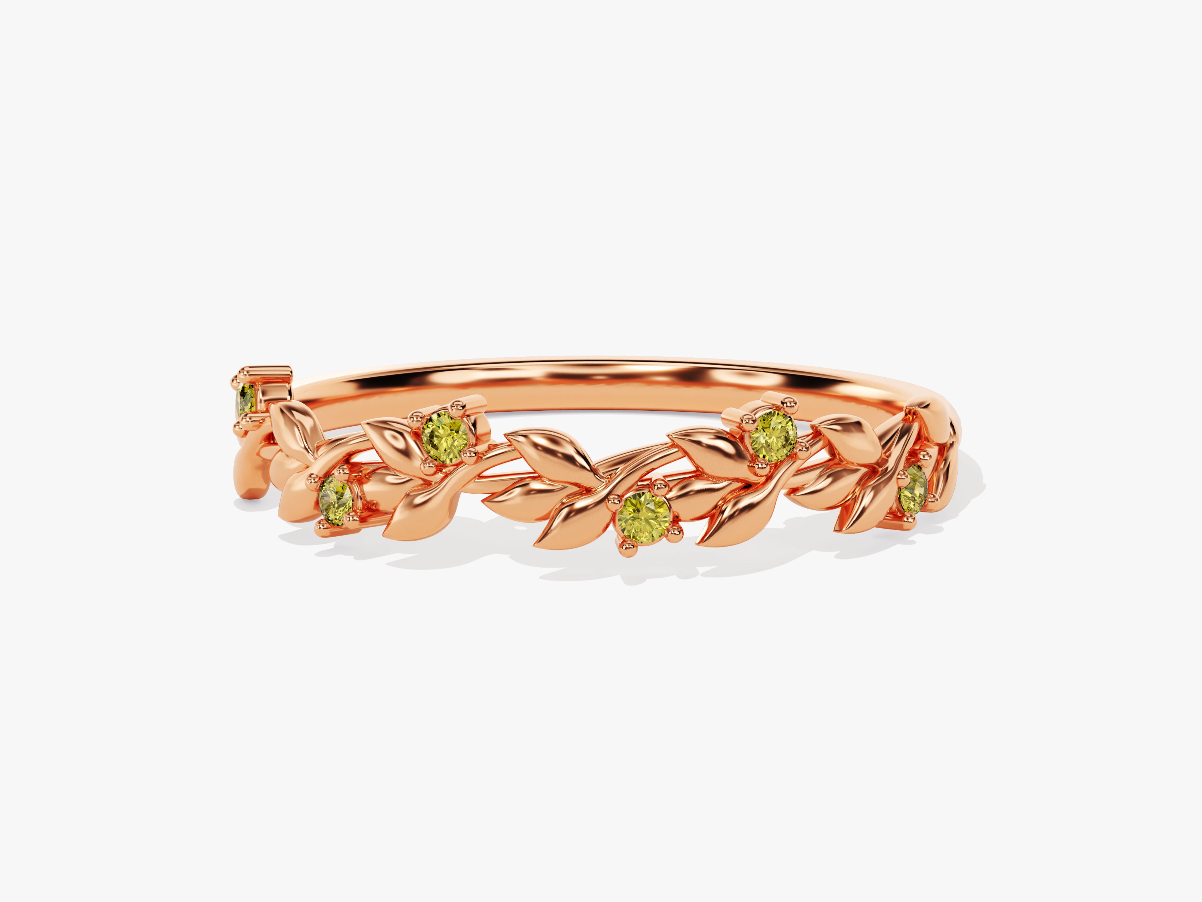Floral Peridot Ring in 14K Solid Gold