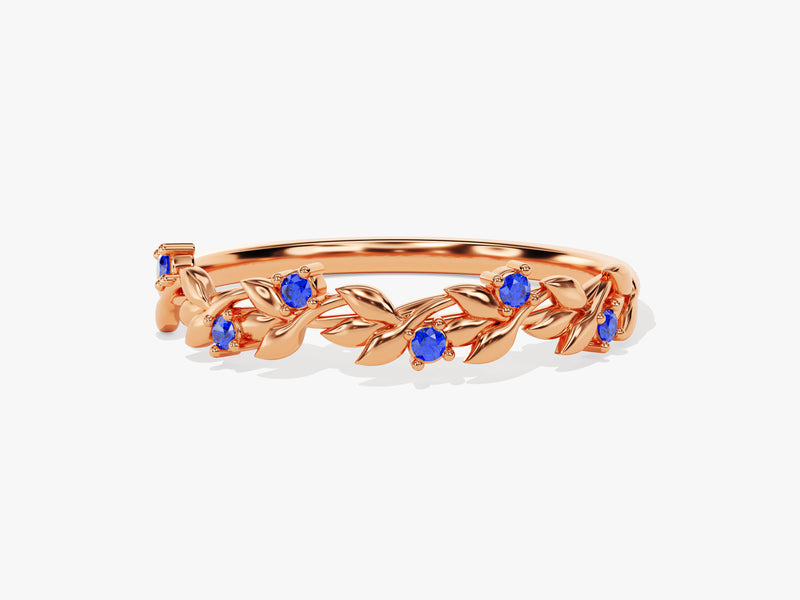 Floral Sapphire Ring in 14K Solid Gold