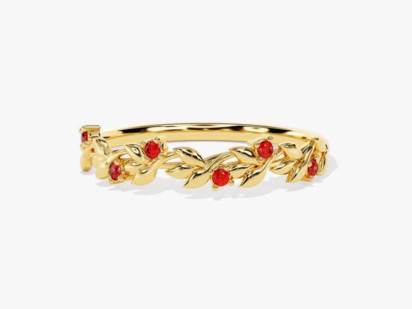 Floral Garnet Ring in 14K Solid Gold