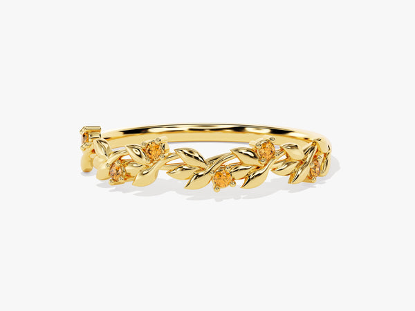Floral Citrine Ring in 14K Solid Gold