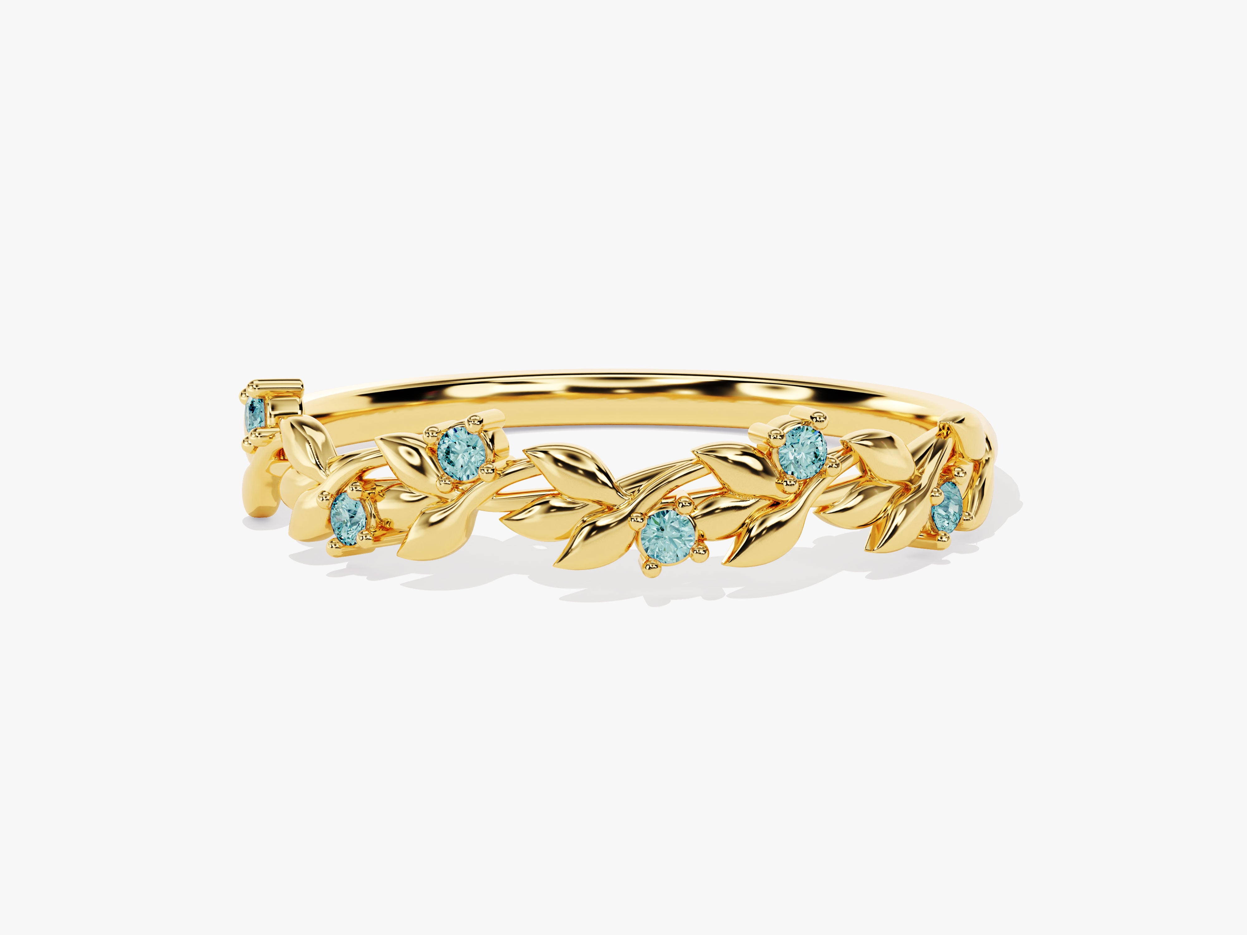 Floral Aquamarine Ring in 14k Solid Gold