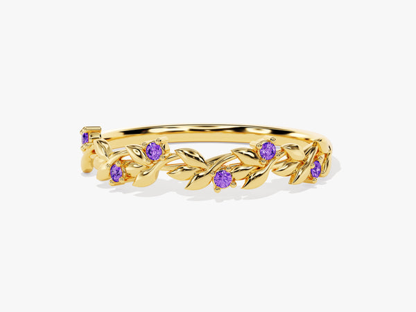 Floral Amethyst Ring in 14K Solid Gold
