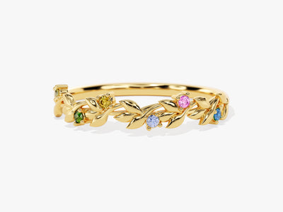 Floral Birthstone Ring in 14k Solid Gold