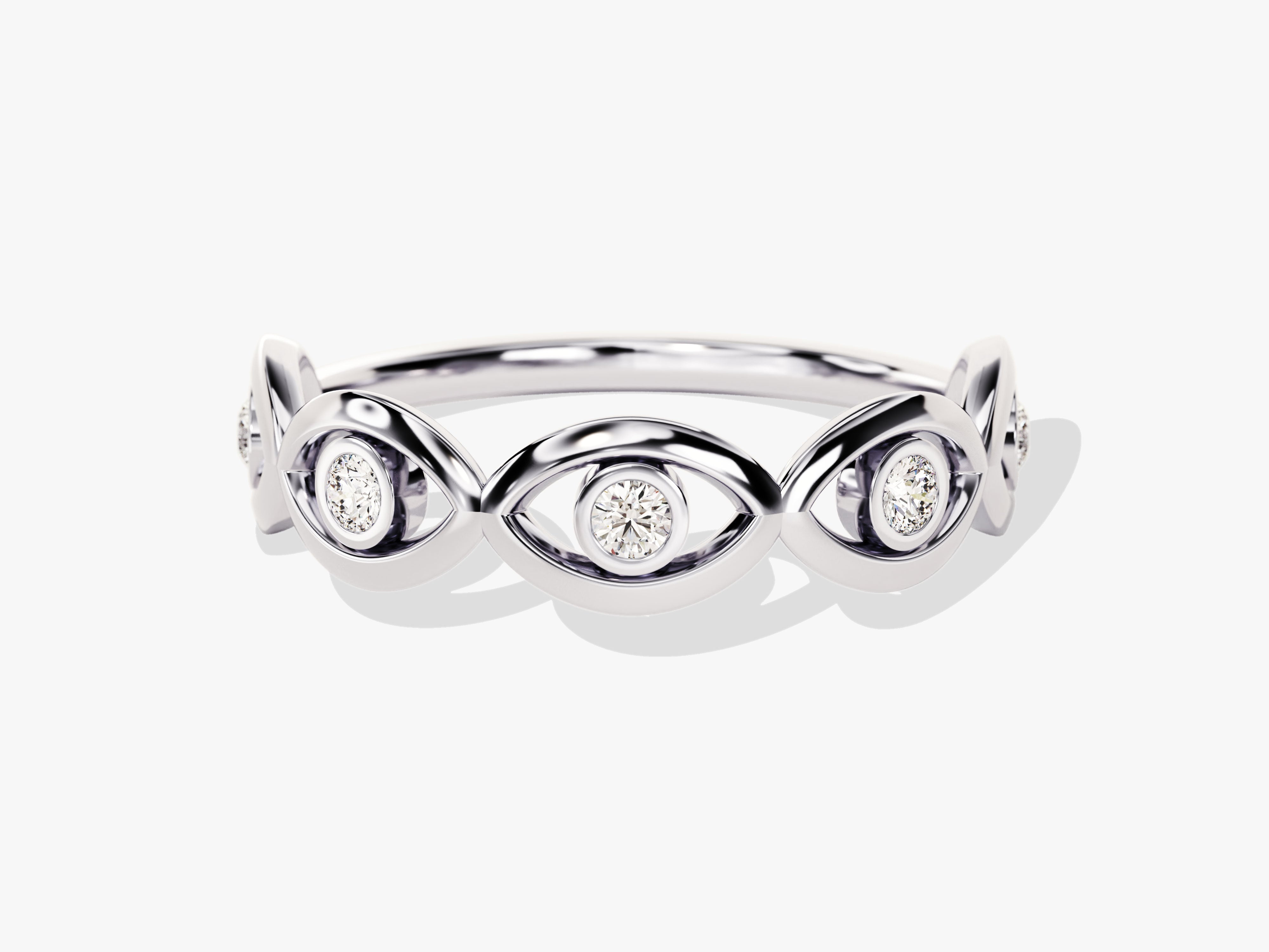 Diamond evil eye ring, fine jewelry, white gold, elegant design