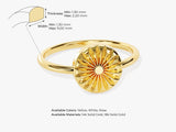 14k Solid Gold Daisy Signet Ring