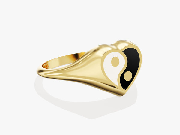 14k Gold Yin Yang Heart Ring