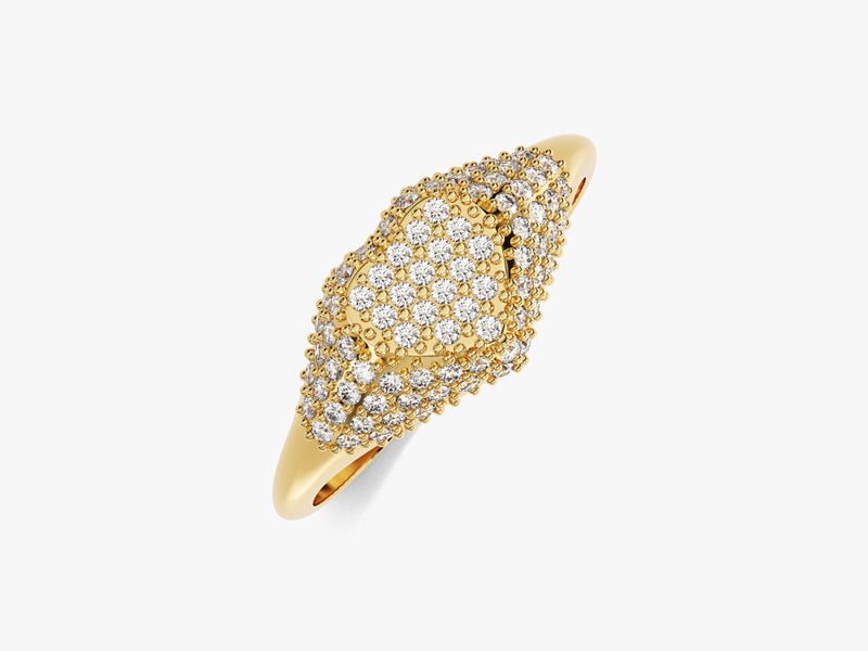 14k Gold Micro Prong Diamond Heart Ring