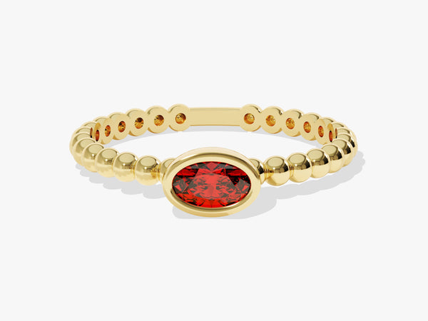 Beaded Oval Birthstone Ring - Gold Vermeil